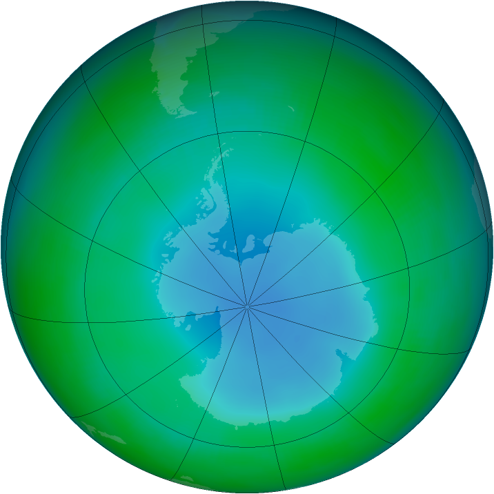 Antarctic ozone map for June 2000